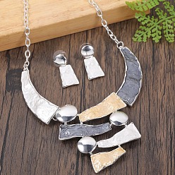 пшеница Комплекты из трапециевидных ожерелий с эмалированным цинковым сплавом и серег-гвоздиков для женщин, платина, цвет пшеницы, 420 мм