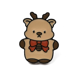 Олень Рождественская тема цинковый сплав эмалированная брошь-булавка для рюкзака одежда, олень, 27x21 мм