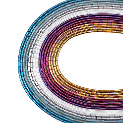 Mixed Color 16Strands 8 Style Electroplate Glass Beads Strands, Column, Mixed Color, 4.5~5x2.5mm, Hole: 0.8mm, about 75pcs/Strand, 14.17 inch(36cm), 2strand/color