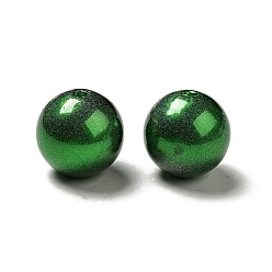 Vert Foncé Perles de nacre en plastique ABS, ronde, vert foncé, 15~16x15mm, Trou: 2mm