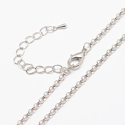 Platinum Iron Cable Chain Necklace Making, with Lobster Claw Clasps, Platinum, 27.95 inch~31.49 inch, 2.5mm