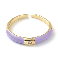 Lilac Brass Micro Pave Clear Cubic Zirconia Cuff Rings, Open Rings, Golden, Lilac, US Size 6, Inner Diameter: 17mm
