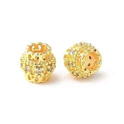 Прозрачный Латунные микро проложить Цирконий Европейский бисером, баррель, стойки покрытие, прочное покрытие, без кадмия и без свинца, прозрачные, 8x7.5 мм, отверстие : 4 мм