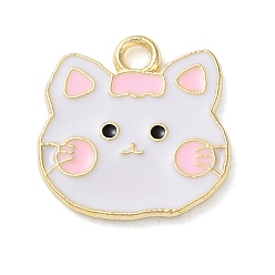 Cat Shape Симпатичные эмалевые подвески из сплава животных, золотой свет, форма кошки, 16x15.5x1 мм, отверстие : 2 мм