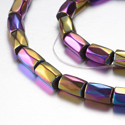 Purple Plated Electroplate Magnetic Synthetic Hematite Bead Strands, Grade A, Faceted, Column, Purple Plated, 8x5mm, Hole: 1mm, about 50pcs/strand, 15.7 inch(40cm)