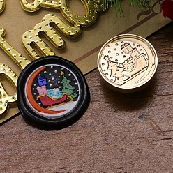 Sleigh Рождественская серия сургучная печать латунная головка штампа, для сургучной печати, золотые, санки, 25x14 мм, внутренний диаметр: 7.5 мм