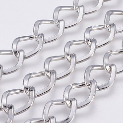 Платина Железа скручены цепи, несварные, с катушкой, ромб, платина, 16x12x2 мм, около 328.08 футов (100 м) / рулон