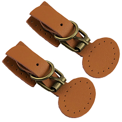 Chocolate Cowhide Bag Snap Buckles, with Alloy Findings, Antique Bronze, Chocolate, 86x40mm