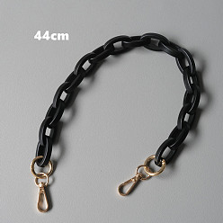Black Resin Bag Handles, with Iron Clasp, for Bag Straps Replacement Accessories, Light Gold, Black, 44x1.9cm