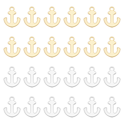 Золотой & Цвет Нержавеющей Стали 120шт 2 цвета подвески из нержавеющей стали, якорь, золотые и нержавеющая сталь цвет, 12x9x1 мм, отверстие : 1.2 мм, 60 шт / цвет