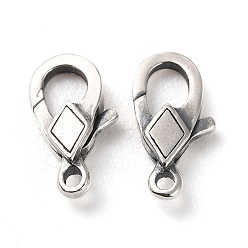 Античное Серебро 925 застежки-когти из таиландского стерлингового серебра, ромб, античное серебро, 11x5.5x2 мм, отверстие : 1.2 мм