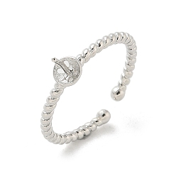 Платина Латунный колышек для установки открытого манжетного кольца, для полуполых бусин , платина, 2~2.5 мм, регулируемый, штифты : 1 мм