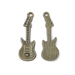 Античная Бронза Подвески из сплава в тибетском стиле , гитар, без свинца и без кадмия, античная бронза, 31x11x2 мм, отверстие : 2 мм