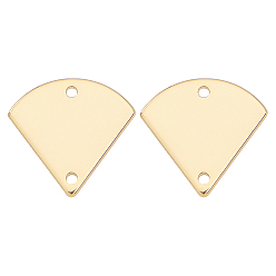 Real 18K Gold Plated Brass Links, Lead Free & Cadmium Free & Nickel Free, Triangle, Real 18K Gold Plated, 12.5x13x1mm, Hole: 1mm, 20pcs/box