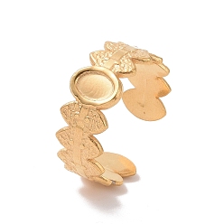 Golden Ion Plating(IP) 304 Stainless Steel Open Cuff Ring Settings, Oval, Golden, US Size 9(18.9mm), Tray: 5.5x4mm