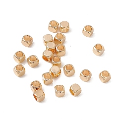 Real 18K Gold Plated Brass Beads, Long-Lasting Plated, Cube, Real 18K Gold Plated, 4x4x4x4mm, Hole: 2.5mm