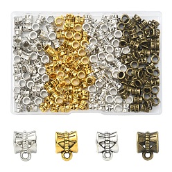 (52) Непрозрачная лаванда 200шт 4 цвета тибетского сплава трубки поручни, петля под залог, бейлы, колонка, без свинца и без кадмия, разноцветные, 9x7x7 мм, отверстие : 2 мм, 50 шт / цвет