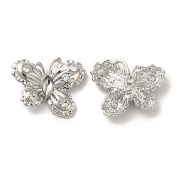 Прозрачный Подвески из сплава, со стеклом, платина, без свинца и без кадмия, очарование бабочки, прозрачные, 19x24x6.5 мм, отверстие : 1.8 мм