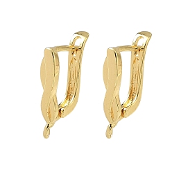 Настоящее золото 18K Латунная фурнитура для хооп серег, твист, без кадмия и без свинца, долговечный, стойки покрытие, реальный 18 k позолоченный, 19x3.5 мм, отверстие : 1.2 мм, штифты : 0.9 мм
