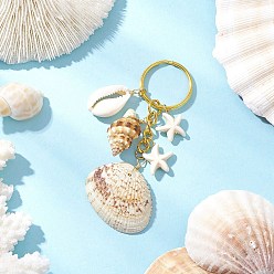 Золотой Брелок из железа и латуни, со спиральной оболочки, Тема океана, золотые, 87 мм