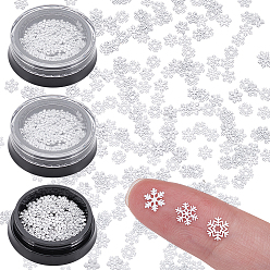 Blanc Cabochons en laiton sur le thème de Noël, accessoires nail art de décoration, flocon de neige, blanc, 500mm