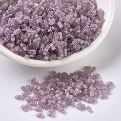 (HTL142FR) Matte Transparent Smoky Amethyst AB MIYUKI Half TILA Beads, Japanese Seed Beads, 2 Hole, (HTL142FR) Matte Transparent Smoky Amethyst AB, 5x2.3x1.9mm, Hole: 0.8mm, about 12500pcs/500g
