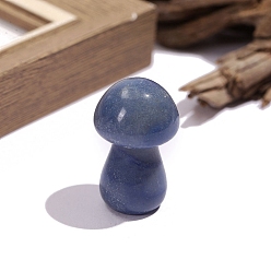 Синий Авантюрин Окрашенный и нагретый натуральный синий авантюрин для украшения витрины, украшения для дома, гриб, 22x36 мм