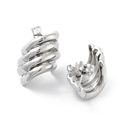 Платина Серьги-гвоздики из латуни с ромбами, долговечный, без свинца и без кадмия, платина, 24x14.5 мм