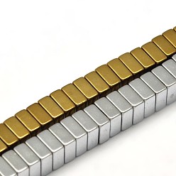 (52) Непрозрачная лаванда Гальванизировать немагнитных синтетический гематит бисер пряди, квадратные бусины хейши, сгладить, разноцветные, 4x4x2 мм, отверстие : 1 мм, около 200 шт / нитка, 15.7 дюйм