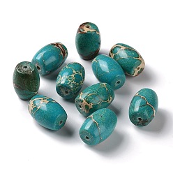 Light Sea Green Natural Imperial Jasper Beads, Dyed, Rice, Light Sea Green, 18x13.5mm, Hole: 1.6mm