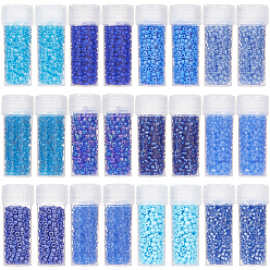 Blau Runde Rocailles, Runde, Blau, 2~2.5x1.5~2 mm, Bohrung: 0.8~1 mm, 12 Farben, 10 g / Farbe