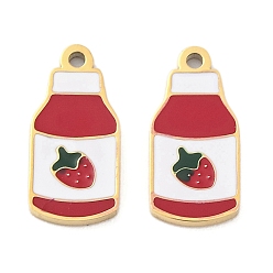 Малиновый Ионное покрытие (ip) 304 подвески из нержавеющей стали, с эмалью, реальный 14 k позолоченный, очарование клубничного напитка, малиновый, 11.5x5x0.8 мм, отверстие : 0.8 мм