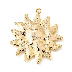 Настоящее золото 18K Латунные подвески, солнечные чары, реальный 18 k позолоченный, 35x31x2 мм, отверстие : 1.8 мм