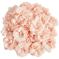 Персиковый Слойка 30шт. полиэстер и пластик, имитация жемчуга и страз, цветочные украшения, для платьев, костюмов, украшений, розовые, 55x24 мм