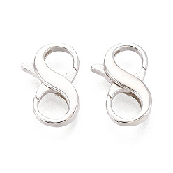 Серебро 925 двойные застежки-карабины из стерлингового серебра, 8 форму, серебряные, 16x10x3 мм