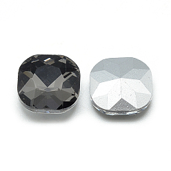 Gray Pointed Back Glass Rhinestone Cabochons, Faceted, Back Plated, Square, Gray, 10x10x4.5mm