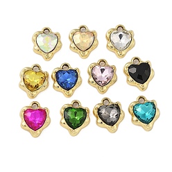 Light Gold K 5 стеклянные подвески, сплавочная фурнитура, УФ-покрытием, слеза, золотой свет, 14x11.5x4.5 мм, отверстие : 1.8 мм