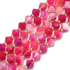 Полосатый Агат Нити бусин из натурального окрашенного и нагретого полосатого агата/полосатого агата, ромб, 8~8.5x8~8.5 мм, отверстие : 1 мм, около 37 шт / нитка, 15.35'' (39 см)