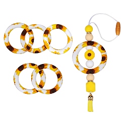 (52) Непрозрачная лаванда 5 шт. кольцо из экологически чистого пищевого силикона фокусные бусины, красочный, 65x9.5 мм, отверстие : 3 мм, внутренний диаметр: 44 мм