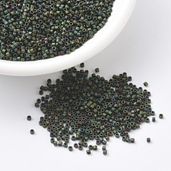 (DB0327) Matte Metallic Dark Green Iris MIYUKI Delica Beads, Cylinder, Japanese Seed Beads, 11/0, (DB0327) Matte Metallic Dark Green Iris, 1.3x1.6mm, Hole: 0.8mm, about 2000pcs/bottle, 10g/bottle