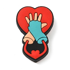 Сердце Силиконовые бусины, фокусные бусы, красные, сердце, 19.5x29x9.5 мм, отверстие : 2.2 мм