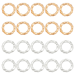 (52) Непрозрачная лаванда 200шт 2 цвета цинковый сплав соединительные кольца, текстурированная форма кольца, разноцветные, 17x1.5 мм, внутренний диаметр: 11.5 мм, 100 шт / цвет