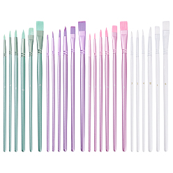 (52) Непрозрачная лаванда 24шт. 4 цветовая кисть для рисования, нейлоновые щетки для волос с деревянной ручкой, для акварельной живописи художник профессиональная живопись, разноцветные, 221~237x5~14x5~9 мм, 6 шт / цвет