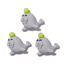 Sea Lion Кабошоны из непрозрачной смолы на тему океана, кабошон морских животных, темно-серый, морской лев, 16x16 мм