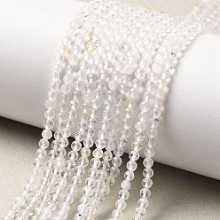 Хрусталь Природных кристаллов кварца бисер нитей, горного хрусталя, граненые, круглые, 3 мм, отверстие : 0.5 мм, около 39 шт / нитка, 14.96"~15.35" (38~39 см)