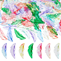 (52) Непрозрачная лаванда 280 шт. 7 цвета прозрачные градиентные акриловые подвески, лист прелести, разноцветные, 39.5x14x5 мм, отверстие : 1.4 мм, 40 шт / цвет