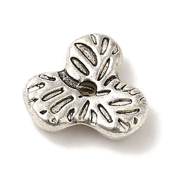 Antique Silver Tibetan Style Alloy Beads, Cadmium Free & Lead Free, Leaf, Antique Silver, 11.5x13x3.2mm, Hole: 1.8mm