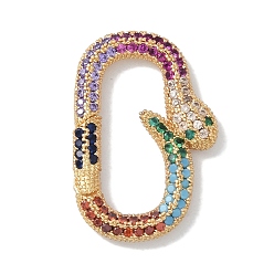 Разноцветный Стойки обшивки латунные микро проложить кубического циркония Twister застежками, без кадмия и без свинца, долговечный, реальный 18 k позолоченный, овальные, красочный, 26x17x3 мм