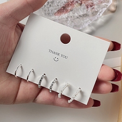 Посеребрённый 3 пары антикоррозийных изысканных латунных сережек с пластиковым искусственным жемчугом для девушек и женщин, разнообразные, 925 серебро покрытием, Размер упаковки: 75x75 mm