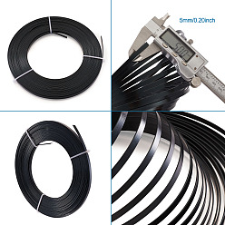 Black Aluminum Wire, Bendable Metal Craft Wire, Flat Craft Wire, Bezel Strip Wire for Cabochons Jewelry Making, Black, 5x1mm, about 32.8 Feet(10m)/roll